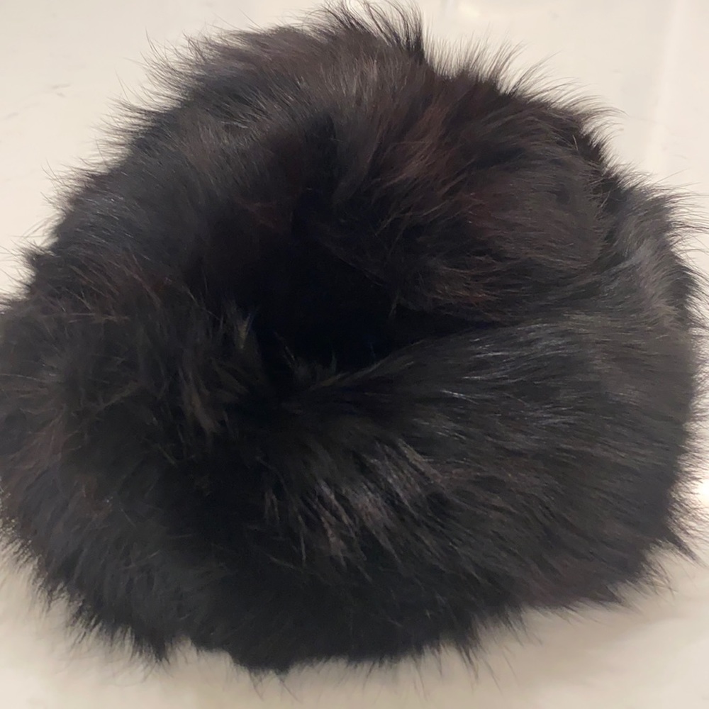 Vintage German Black Real Fox Fur Hat